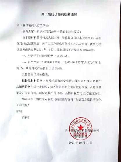 輪胎漲價函