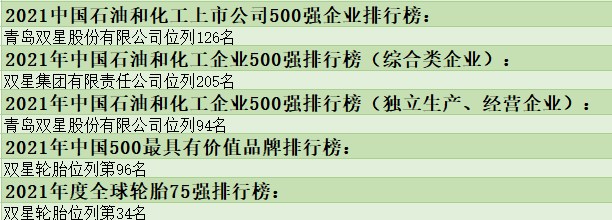 青島雙星輪胎工業(yè)有限公司怎么樣？2021年排名匯總