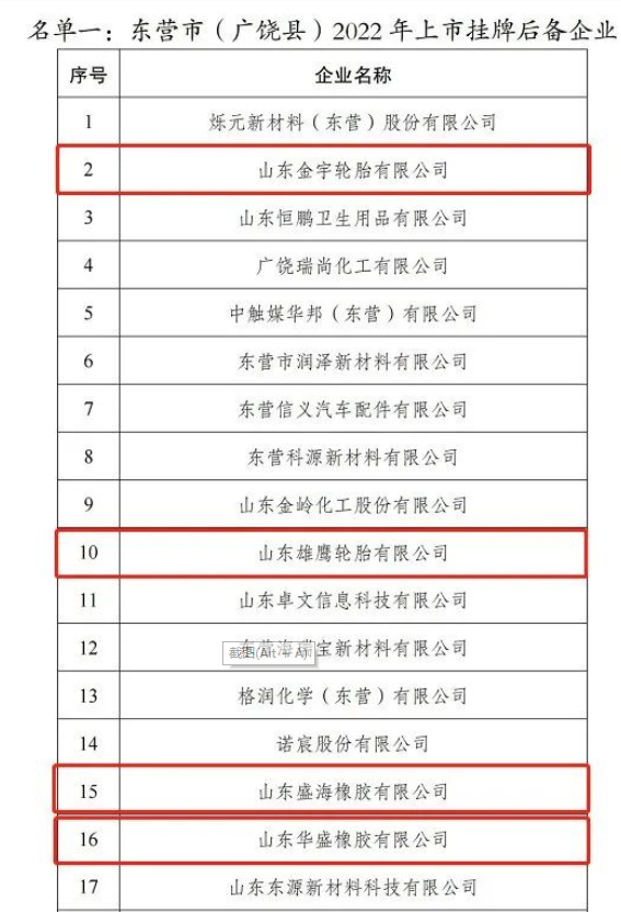 廣饒多家輪胎企業(yè)納入上市掛牌后備庫 廣饒多家輪胎企業(yè)納入上市掛牌后備庫