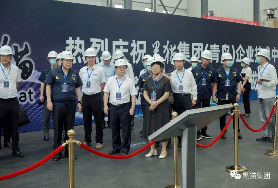 嘉賓及新聞媒體一同參觀了青島黑貓公司超導電納米碳材200噸級中試生產線