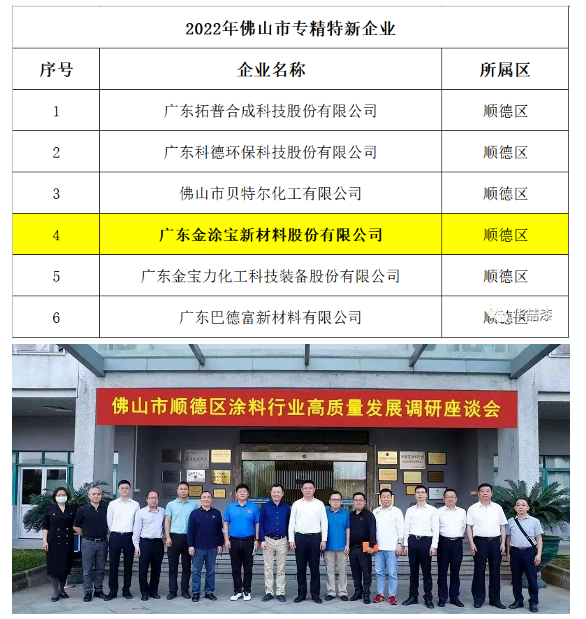 重磅！金涂寶入圍“2022年佛山市專(zhuān)精特新企業(yè)擬入庫(kù)名單”！