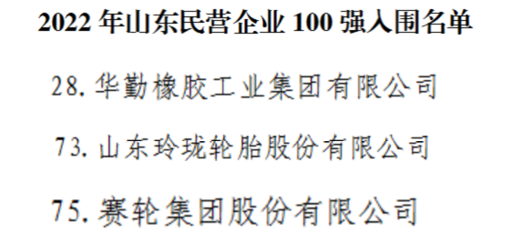 山東民企100強(qiáng)，三大輪胎上榜！