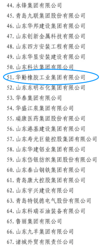 其中玲瓏輪胎、賽輪集團(tuán)、萬(wàn)達(dá)集團(tuán)、華勤橡膠、三角輪胎、豪邁集團(tuán)，入圍山東民營(yíng)企業(yè)吸納就業(yè) 100 強(qiáng)名單。