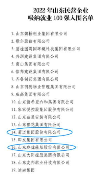 山東百?gòu)?qiáng)榜，多家輪胎企業(yè)上榜