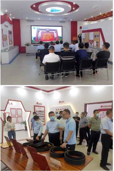 韓瑞軍主任一行在李洋董事長的陪同下先后參觀了企業(yè)五心黨建廳、人大代表聯(lián)絡(luò)室、產(chǎn)品展廳，觀看了公司宣傳片，聽取了工作人員關(guān)于企業(yè)以黨建引領(lǐng)企業(yè)高質(zhì)量發(fā)展的匯報。