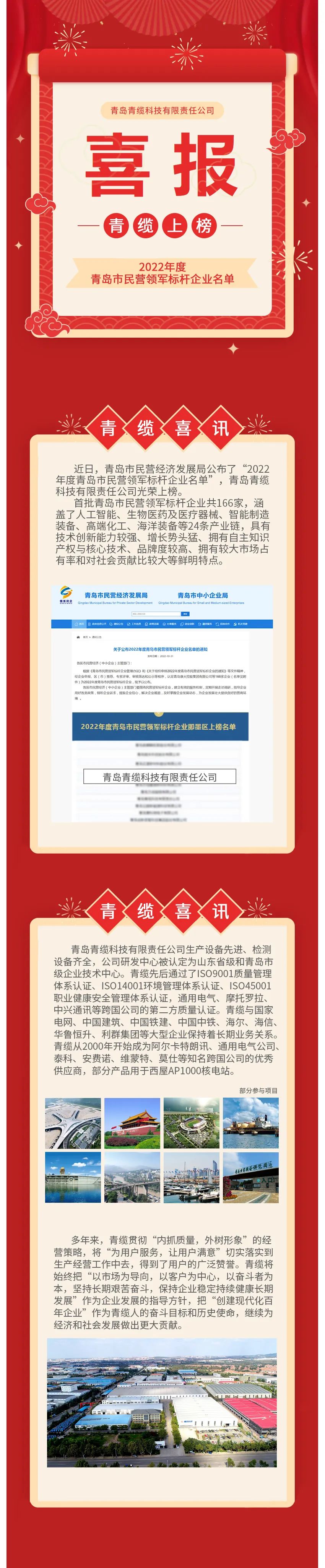 青島青纜科技入選2022年度青島市民營(yíng)領(lǐng)軍標(biāo)桿企業(yè)名單