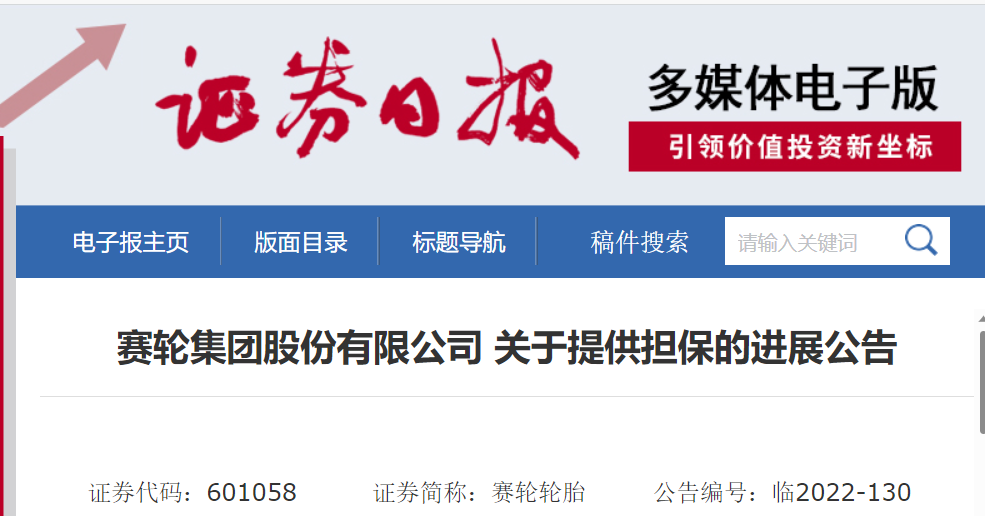 賽輪集團(tuán)股份有限公司(簡稱“賽輪集團(tuán)”)發(fā)布關(guān)于提供擔(dān)保的進(jìn)展公告