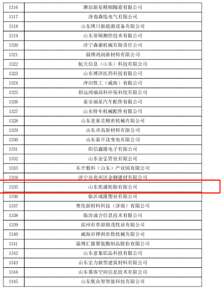 　高新技術(shù)企業(yè)的認(rèn)定，是對山東優(yōu)盛輪胎有限公司研發(fā)實(shí)力、技術(shù)實(shí)力、綜合實(shí)力等多方面的認(rèn)可，也是對山東優(yōu)盛輪胎有限公司堅(jiān)持科技創(chuàng)新、技術(shù)創(chuàng)新的肯定。