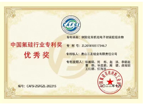 三友硅業(yè)兩項(xiàng)專利榮獲中國(guó)氟硅行業(yè)專利優(yōu)秀獎(jiǎng)！