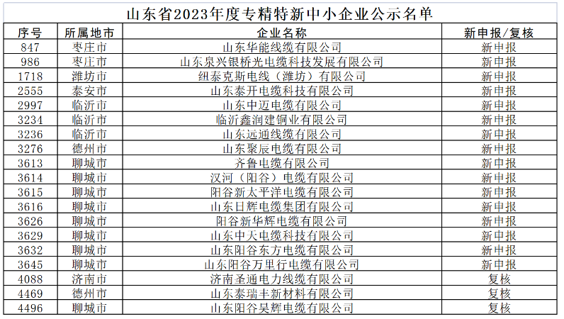 這些企業(yè)涉及多個(gè)領(lǐng)域，包括電纜制造、新材料、建材等。入選企業(yè)中，山東華能線纜有限公司、山東泉興銀橋光電纜科技發(fā)展有限公司、紐泰克斯電線(濰坊)有限公司等電線電纜企業(yè)榜上有名。