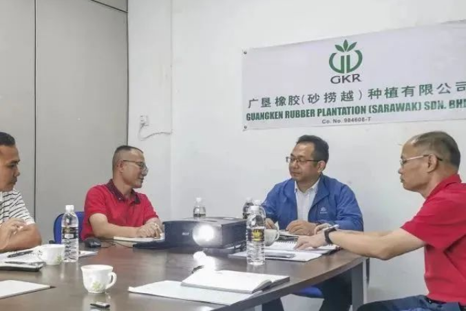 楊福云代表廣墾橡膠集團黨委對一直堅守在海外崗位上的工作人員表示慰問，并充分肯定了他們?yōu)閺V墾海外事業(yè)發(fā)展所取得的成績。他要求各單位對存在的問題進行系統(tǒng)研究分析，為順利推進工作創(chuàng)造基礎和條件。