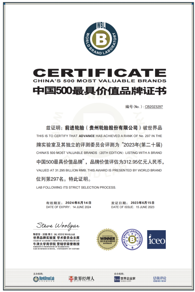 貴州輪胎以“創(chuàng)造價值，回饋社會”為使命，將繼續(xù)致力于培育品牌和產(chǎn)品的宣傳與服務(wù)體系，提升公司及產(chǎn)品的市場形象和核心競爭力，為用戶創(chuàng)造更大的價值。憑借多年的努力，貴州輪胎已經(jīng)開發(fā)出一系列國內(nèi)獨(dú)有的技術(shù)和產(chǎn)品，如高端載重?zé)o內(nèi)胎輪胎、綠色節(jié)油安全型寬基無內(nèi)胎輪胎、高性能農(nóng)業(yè)子午線輪胎、沙地浮力胎、輕軌列車輪胎、剛性自卸車輪胎等，這些產(chǎn)品在國內(nèi)外市場上獲得了廣泛認(rèn)可。