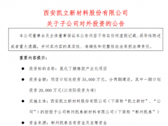 凱立新材子公司投3.5億建氫化丁腈橡膠項(xiàng)目